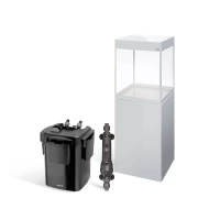 AKWARIUM AQUAEL GLOSSY CUBE ST 50 D&N BIAŁY Z SZAFKĄ, GRZAŁKĄ I FILTREM