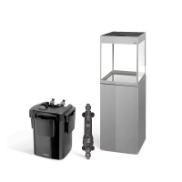 AKWARIUM AQUAEL GLOSSY ST CUBE D&N SZARY Z SZAFKĄ, GRZAŁKĄ I FILTREM