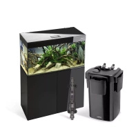 AKWARIUM AQUAEL GLOSSY ST 100 D&N CZARNY Z SZAFKĄ, GRZAŁKĄ I FILTREM