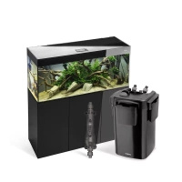 AKWARIUM AQUAEL GLOSSY ST 150 D&N CZARNY Z SZAFKĄ, GRZAŁKĄ I FILTREM