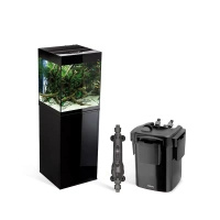 AKWARIUM AQUAEL GLOSSY CUBE ST 50 D&N CZARNY Z SZAFKĄ, GRZAŁKĄ I FILTREM